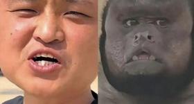 男子撞脸网红丑猴 跨省现场“认亲” 自己都感叹太像了
