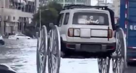 潮州男子非法改装“大脚车”上路被罚款扣车:车轮比车还高