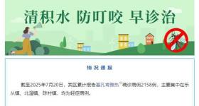 广东佛山顺德区累计报告基孔肯雅热确诊病例2158例