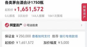 1750瓶茅台将被司法拍卖：起拍价165万，与涉黑案有关