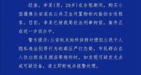 女子在合租房厕所发现摄像头！警方：李某(男，29岁)刑拘