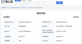 万达地产集团所持1亿元股权被冻结